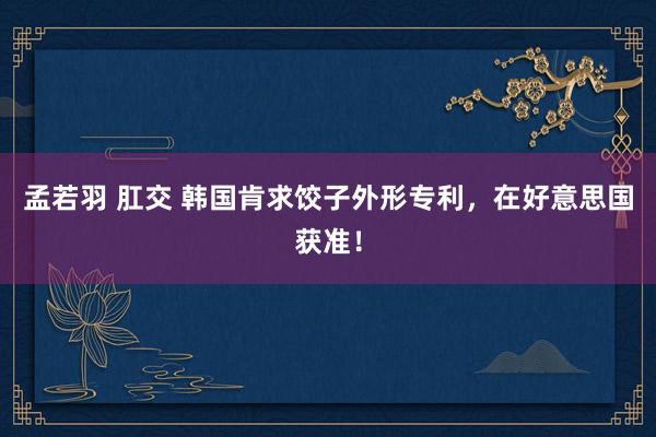 孟若羽 肛交 韩国肯求饺子外形专利，在好意思国获准！