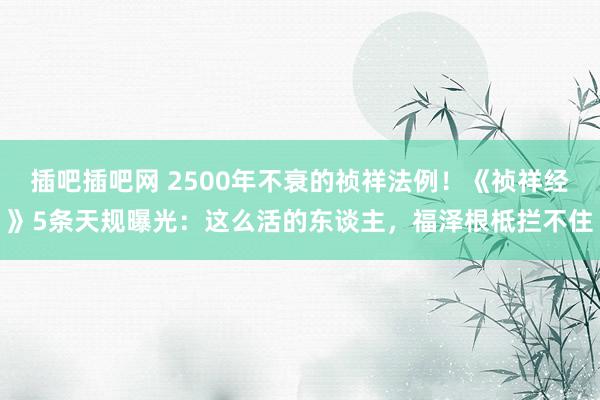 插吧插吧网 2500年不衰的祯祥法例！《祯祥经》5条天规曝光：这么活的东谈主，福泽根柢拦不住